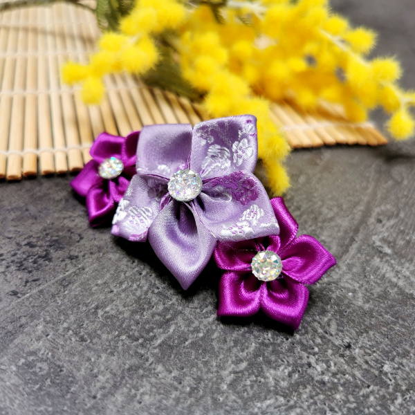 Trio de kilari violet brodé